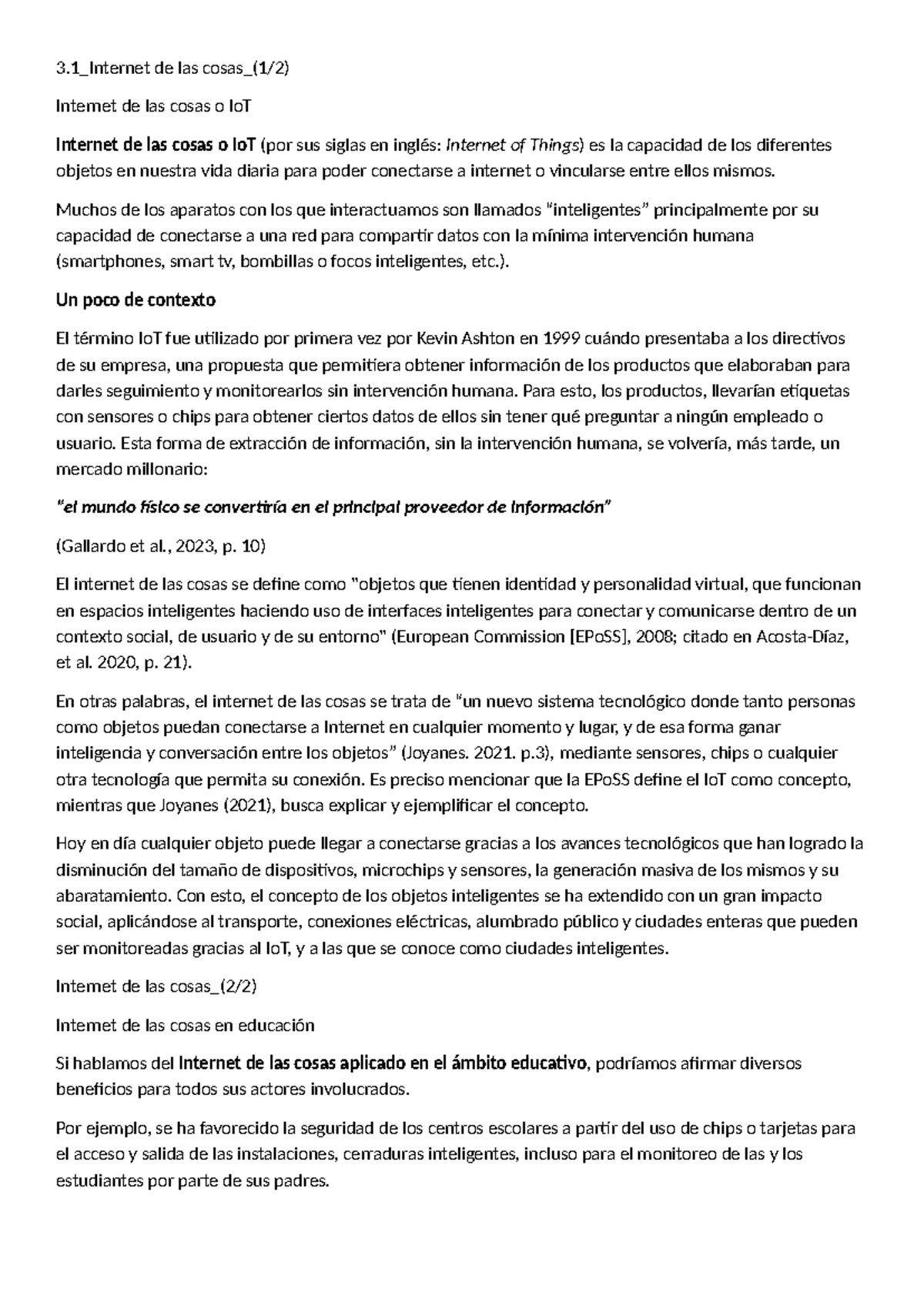 3.1_Internet de las Cosas (IoT) y su Impacto en la Educación - Studocu