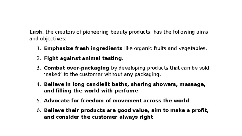 Lush and BHF: Ethical Business Practices Case Study - Studocu