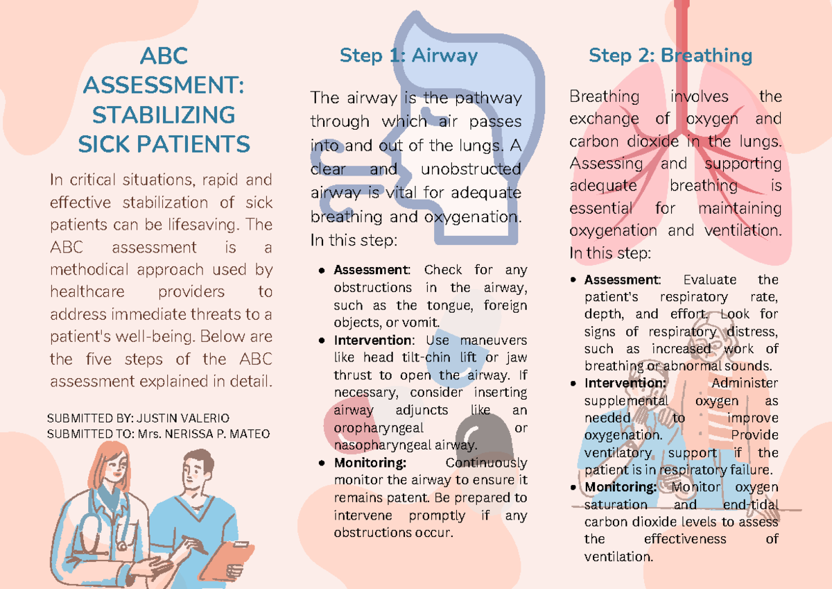 ABC Assessment for Stabilizing Sick Patients by Justin Valerio - Studocu