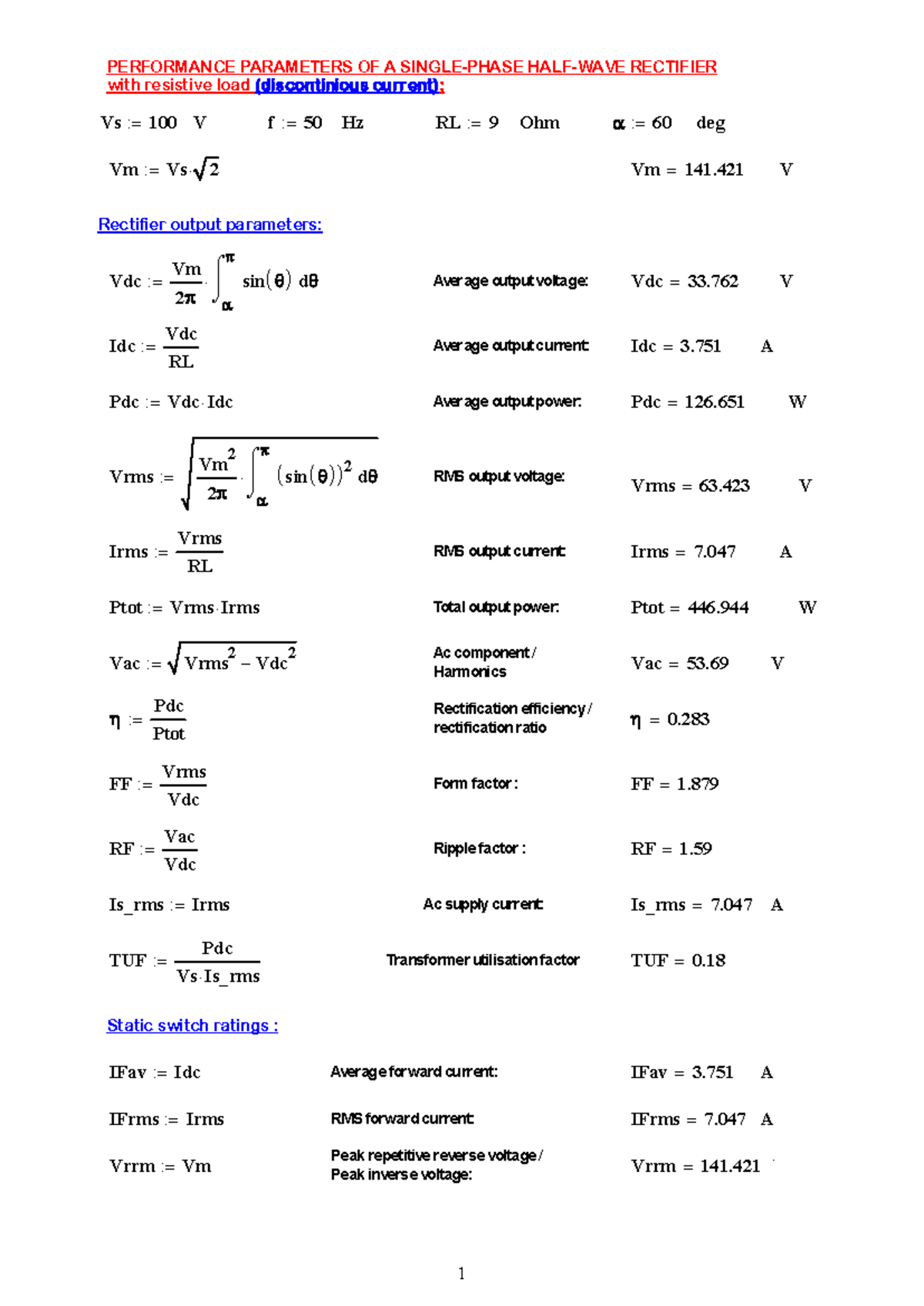 Performance Parameters of Rectifiers (EE101): Single-Phase & Bi-Phase ...