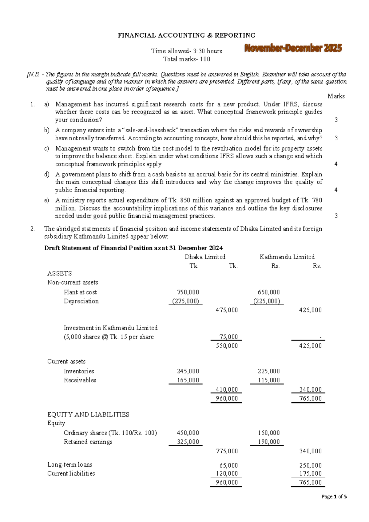 FAR 2025-ND Financial Accounting Reporting Exam Questions - Studocu