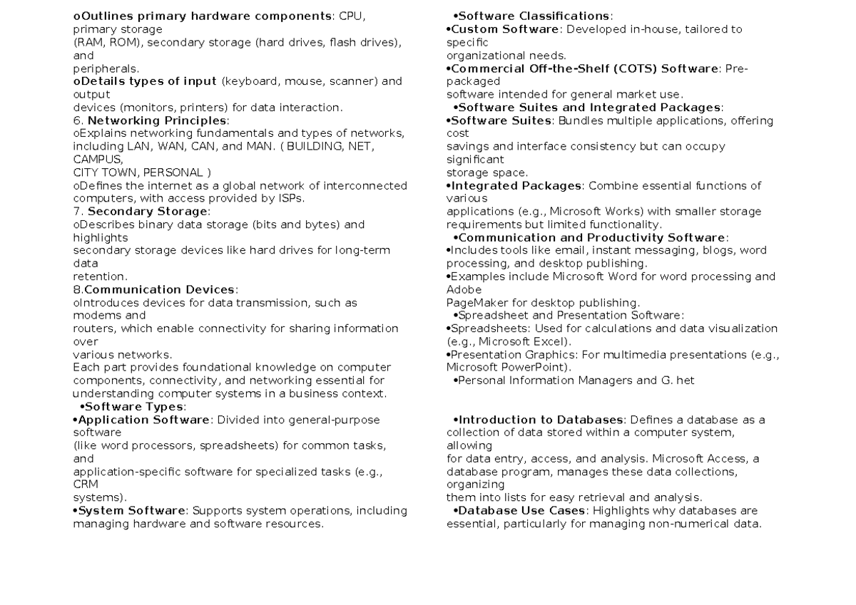 Bai BCS - Midterm Study Guide on Computer Components & Software - Studocu