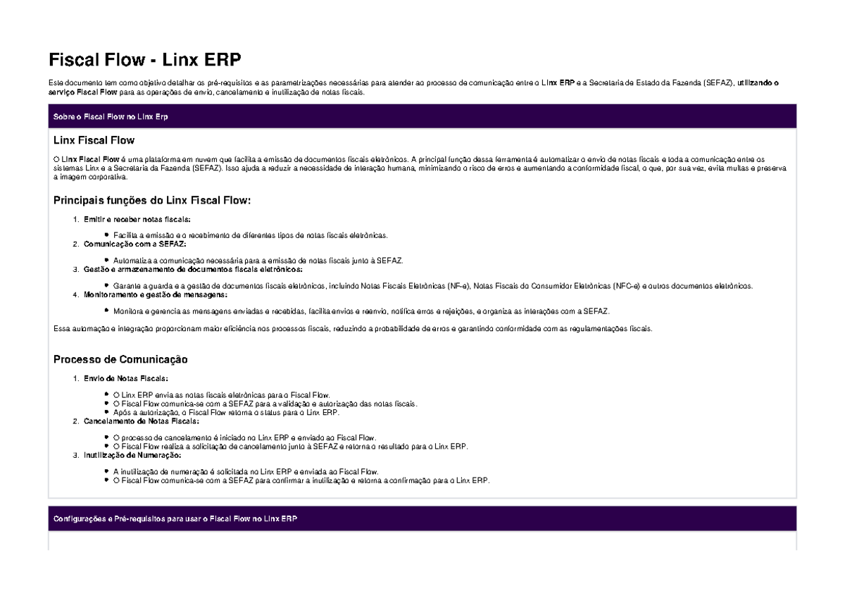 Configuração e Integração do Fiscal Flow no Linx ERP - Studocu
