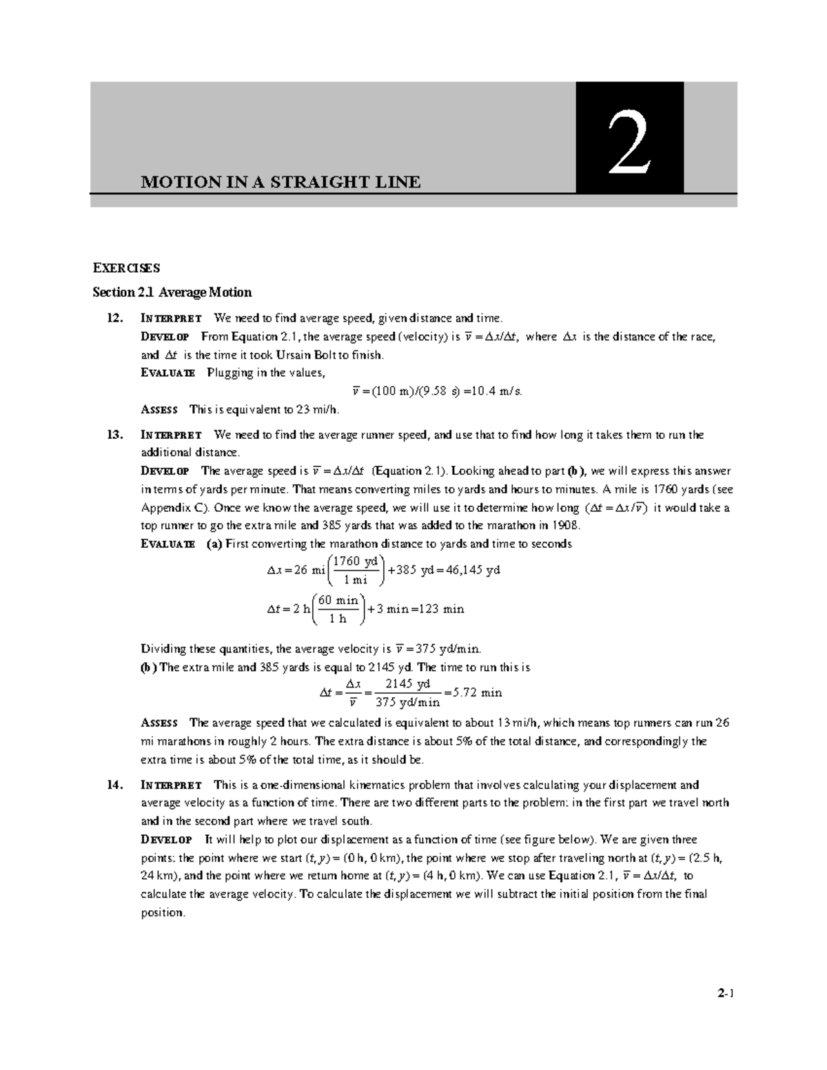 **Title: PHYS 101: Motion in a Straight Line - Chapter 2 Exercises ...