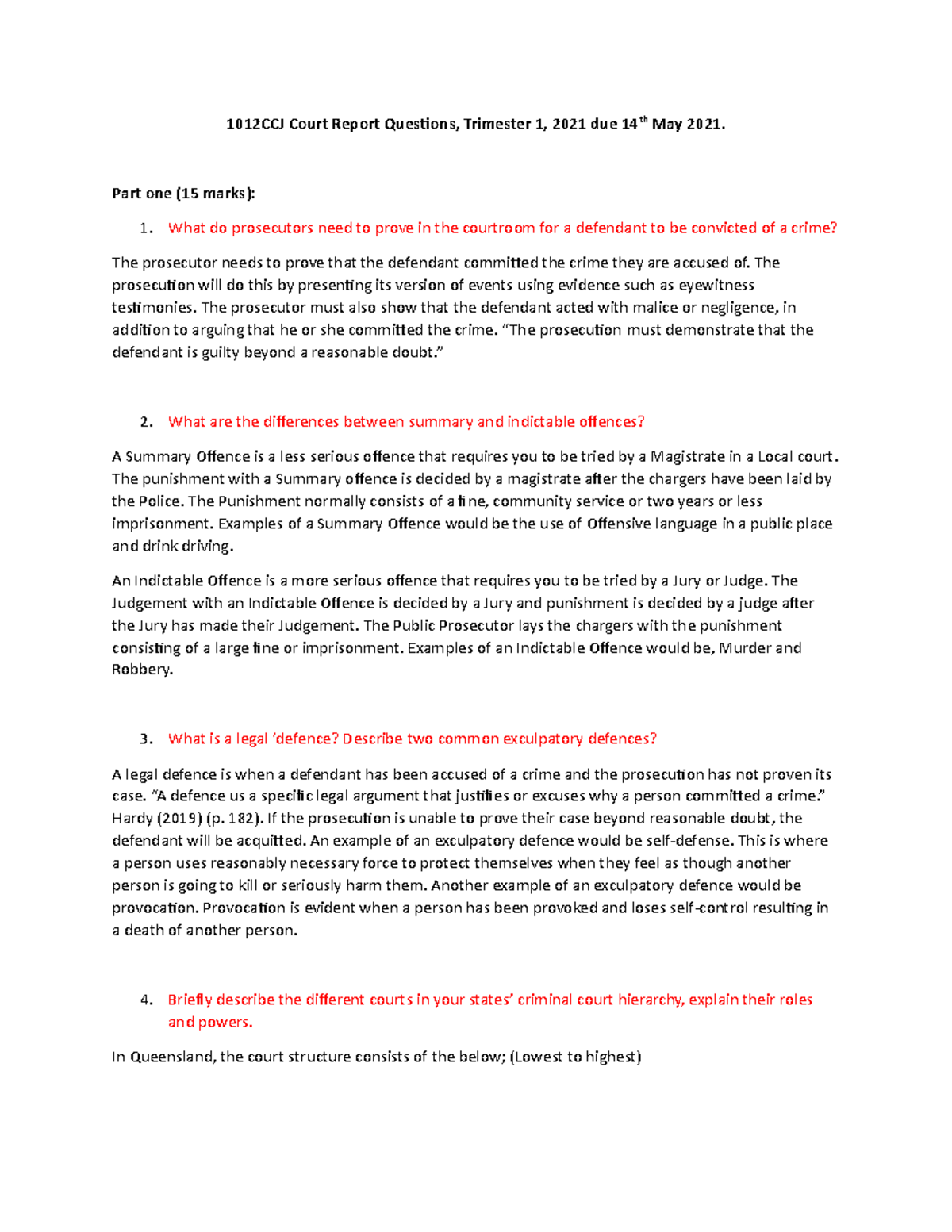 Court Report Assignment - 1012CCJ Court Report Questions, Trimester 1 ...