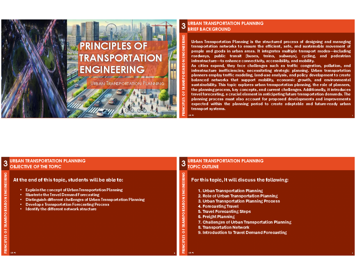 Module 3: Urban Transportation Planning - Principles & Challenges - Studocu