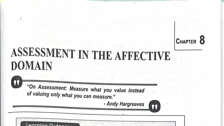 Chapter 8 - Assessing Learning Outcomes in the Affective Domain - Studocu