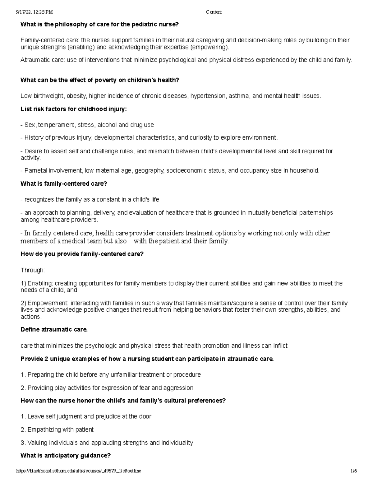 PEDS 101 - Comprehensive Pediatric Nursing Care Notes - Studocu