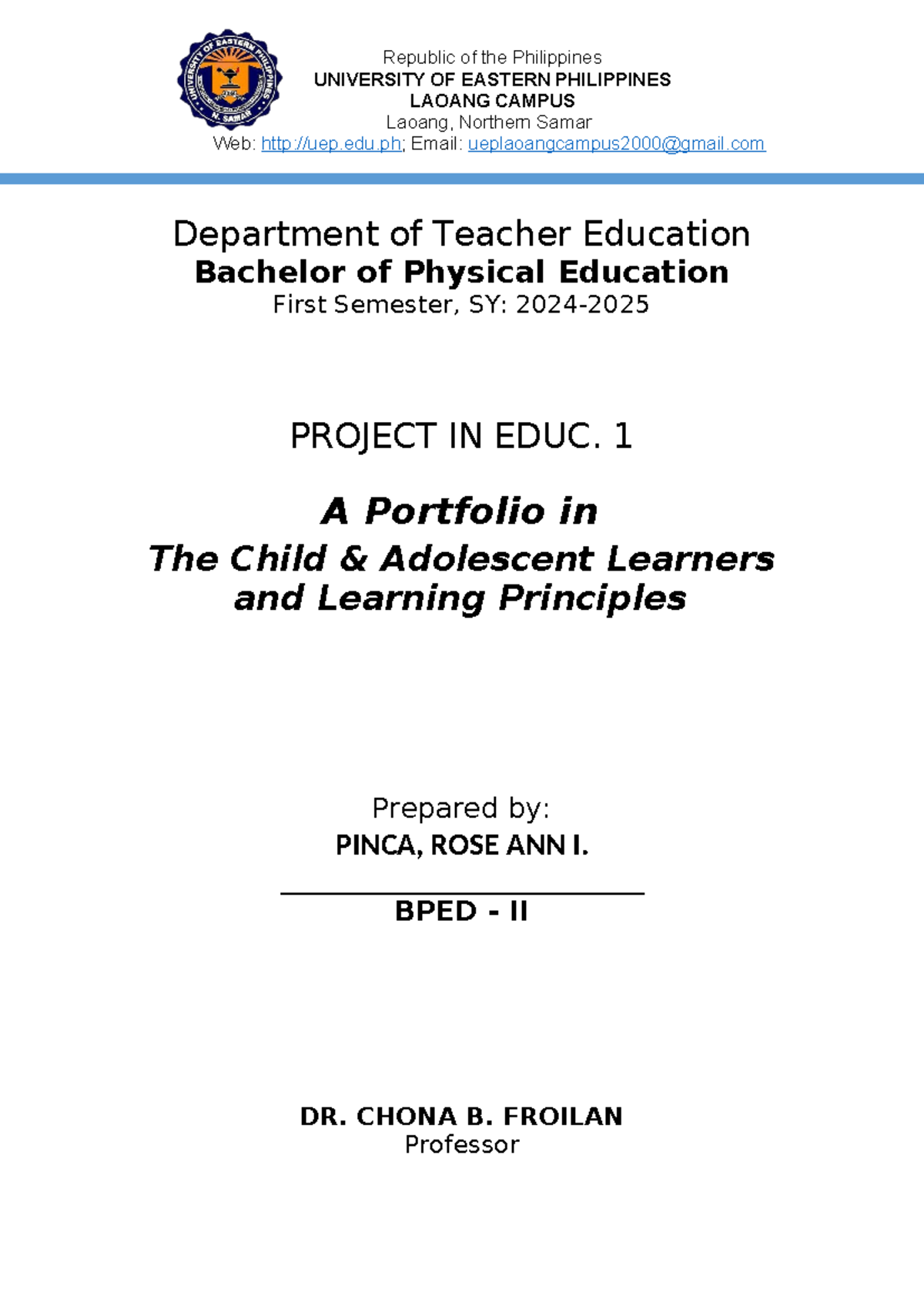 1. Cover PROJ.IN child - mathematics - Department of Teacher Education ...