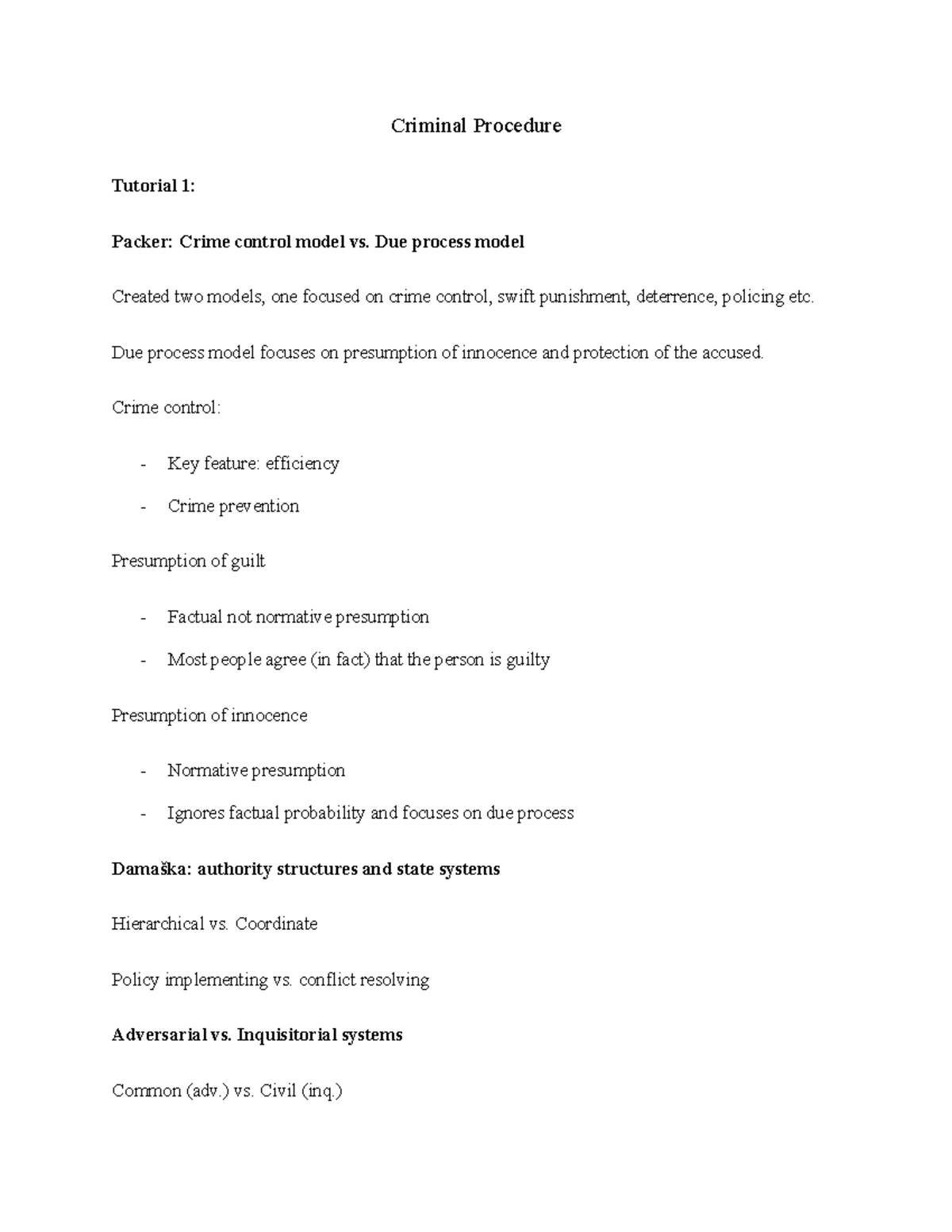 Criminal Procedure Tutorials: Packer's Models & Key Concepts Analysis ...