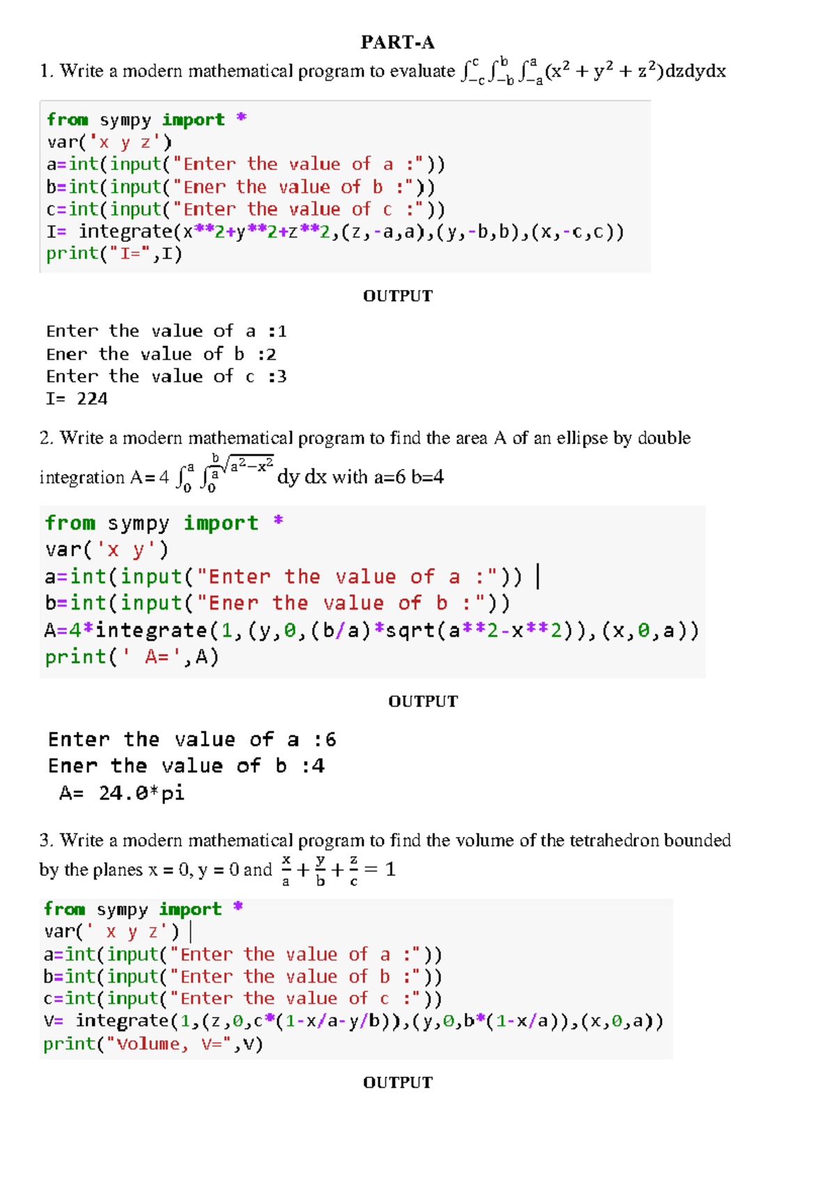 BMATS 201 LAB: Modern Mathematical Programming Questions - Studocu