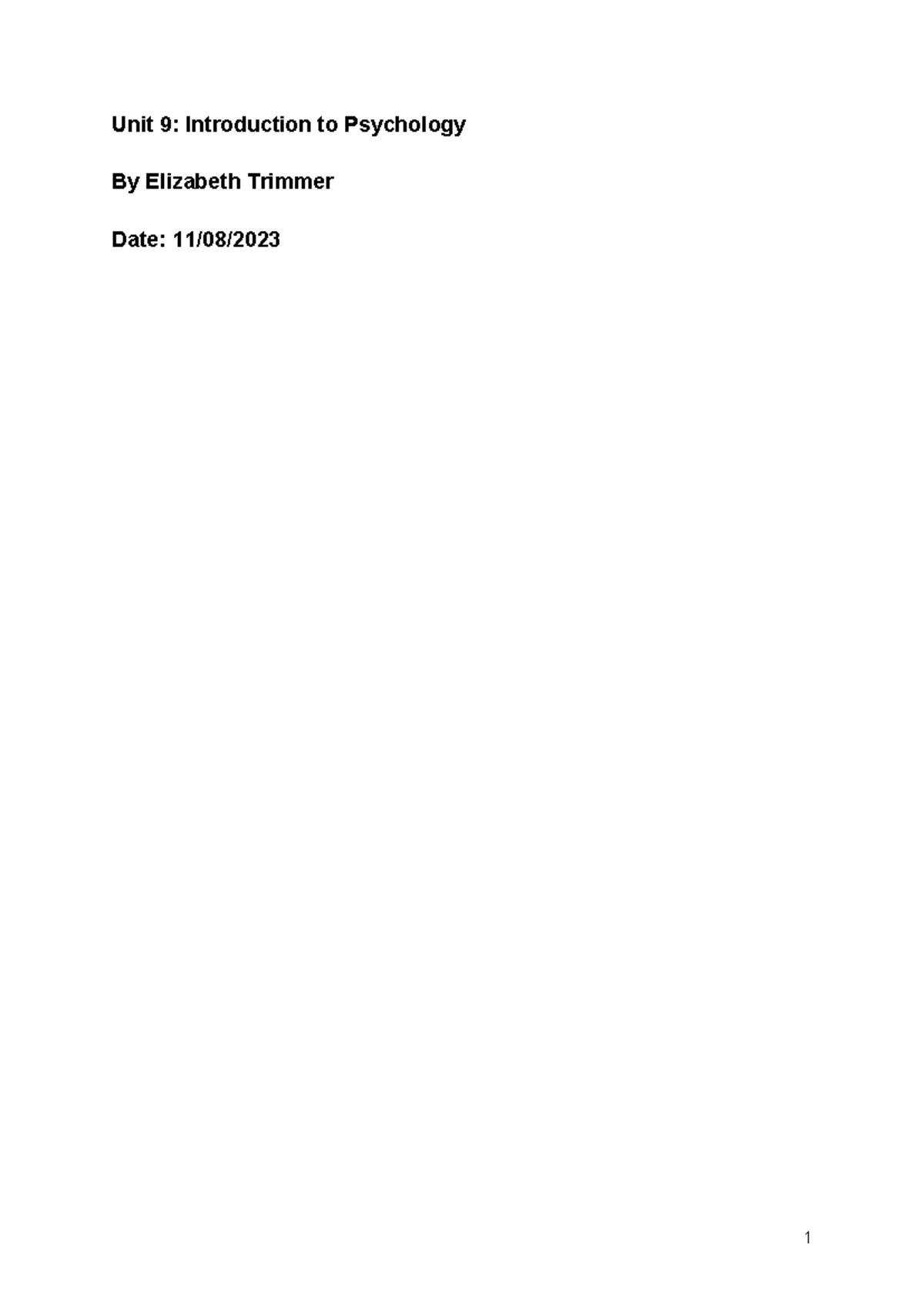 Unit 9: Research Methodology and Psychological Theories Overview - Studocu