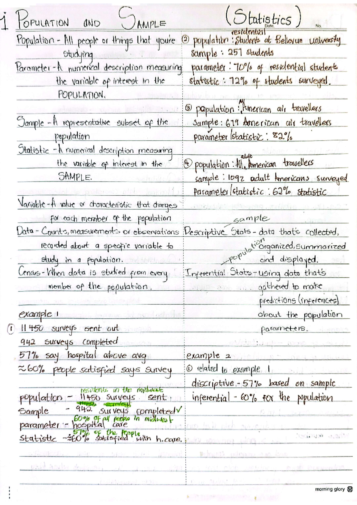 Stat1 Week 1 Lecture Notes: Population & Sample Analysis - Studocu