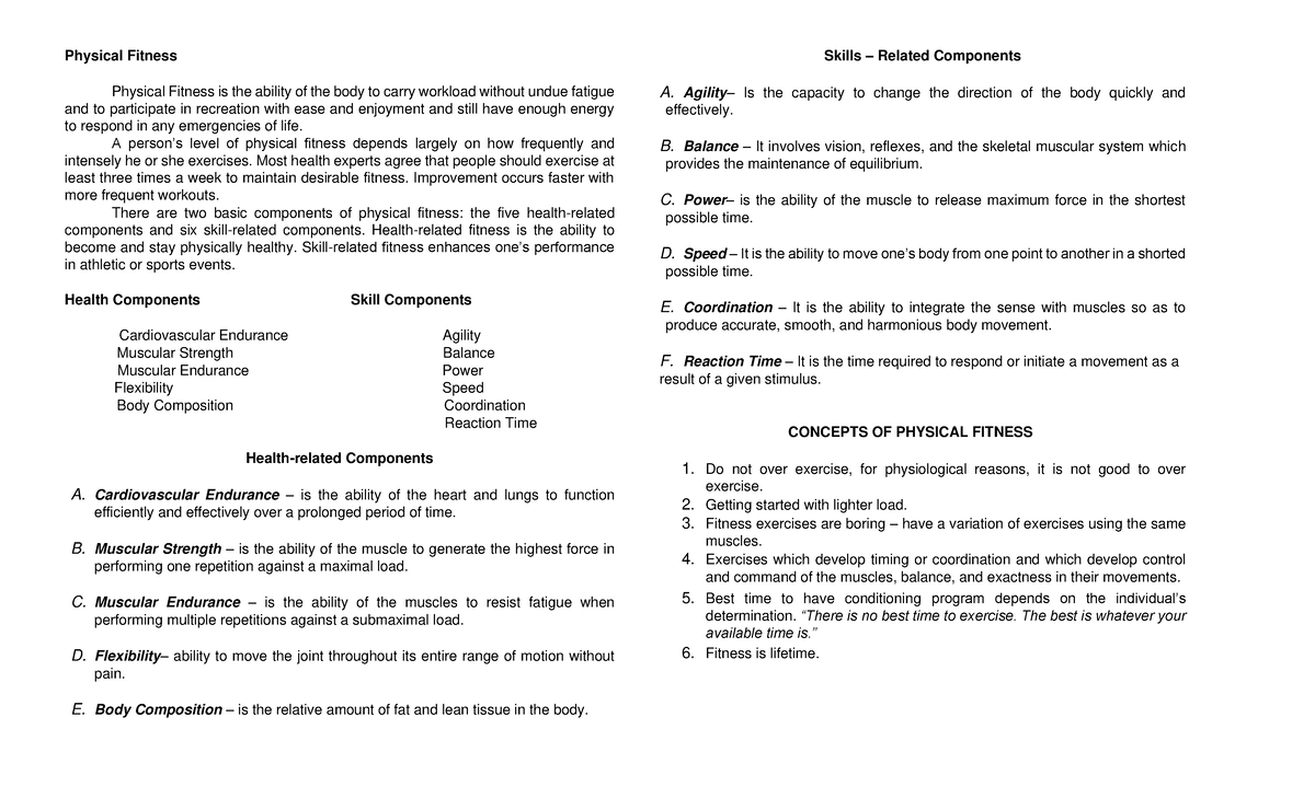 PE111-M1-L2 PE NOTES PHYSICAL EDUCATION REVIEW - Physical Fitness ...