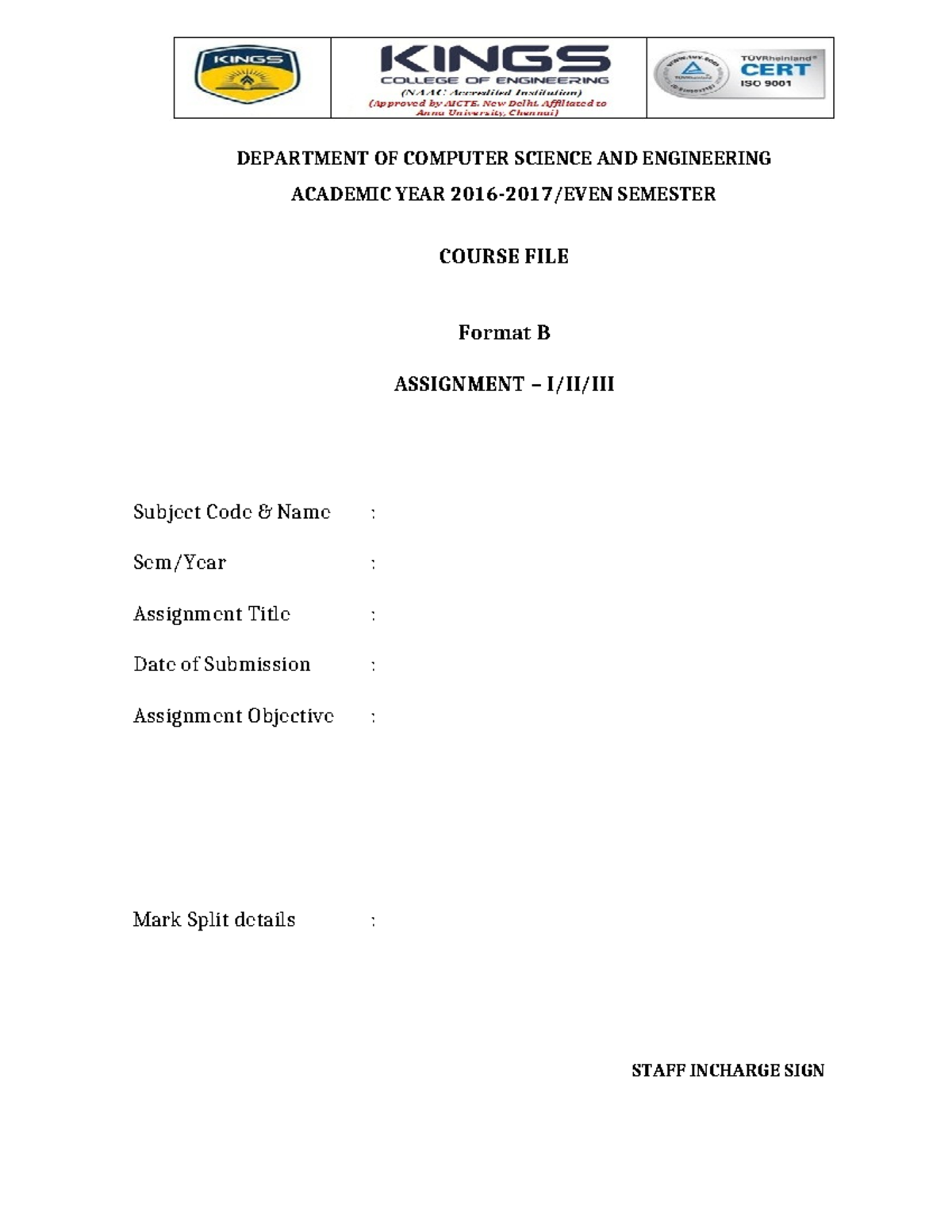 Format B - need - computer science and engineering - DEPARTMENT OF ...