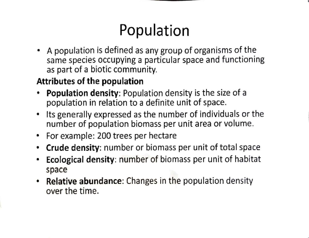 Population Ecology: Understanding Dynamics and Attributes - Studocu