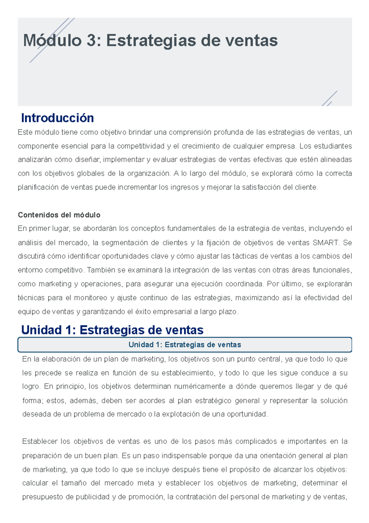 Módulo 3: Estrategias de Ventas - Apuntes y Análisis Detallado - Studocu