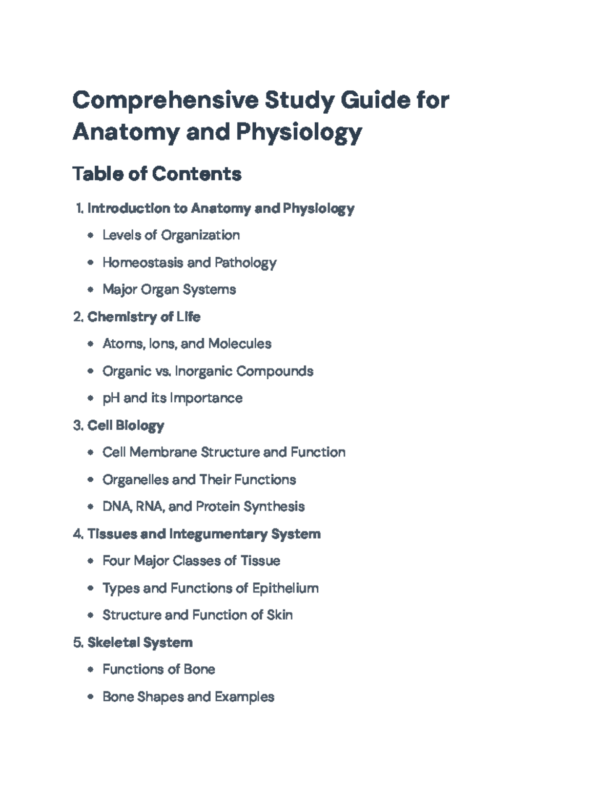 Anatomy and Physiology 2401 Comprehensive Study Guide for Final Review ...