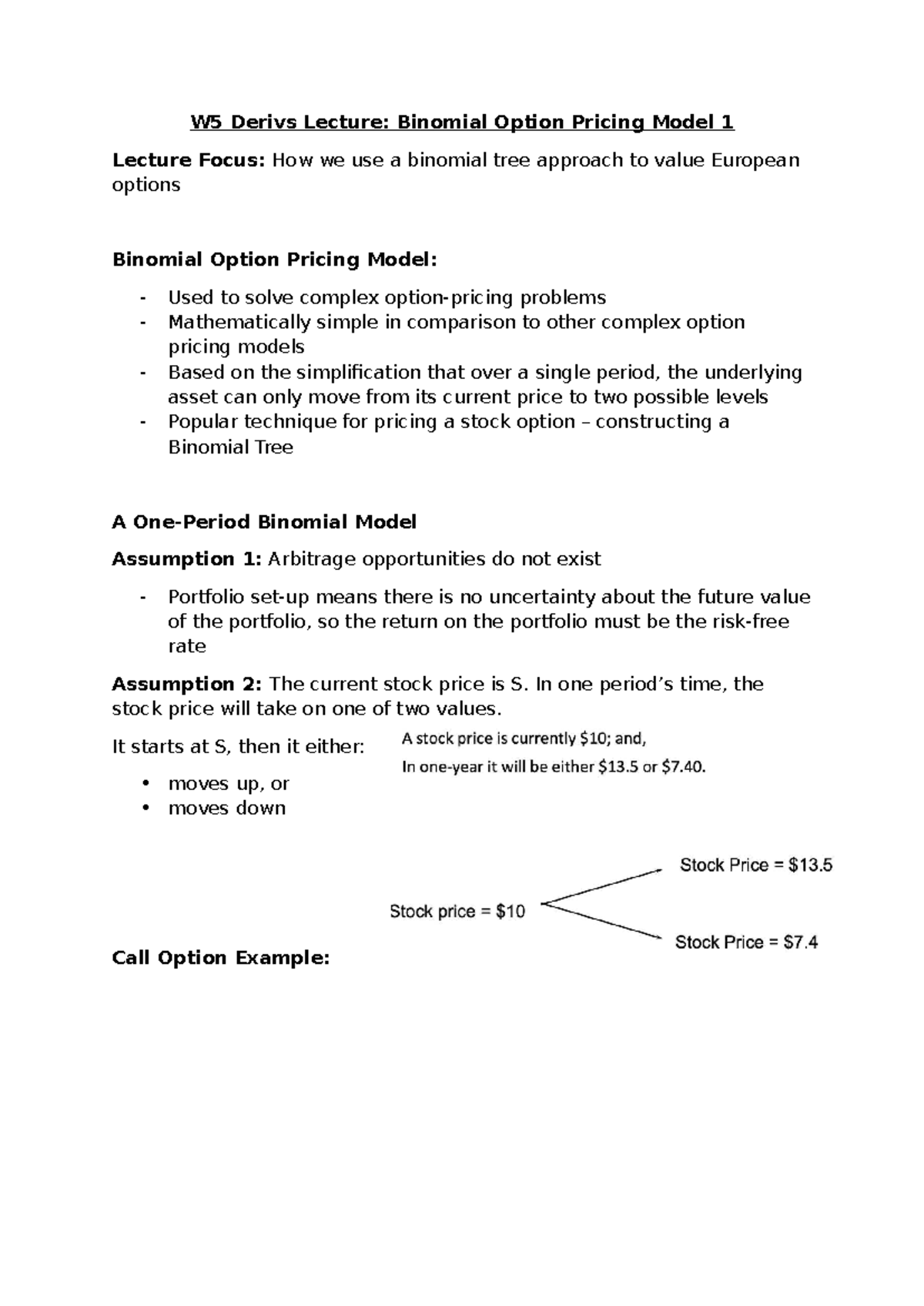 W5 Derivs Lecture: Understanding the Binomial Option Pricing Model ...