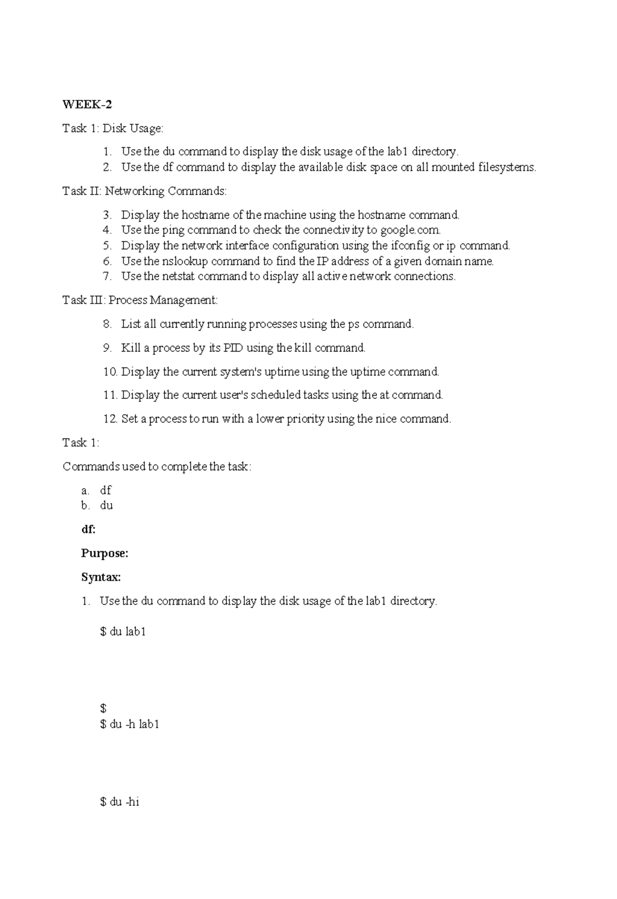 USP Lab Week 3 - Lab Tasks and Solutions - USP Lab Week 3 1 Standard ...