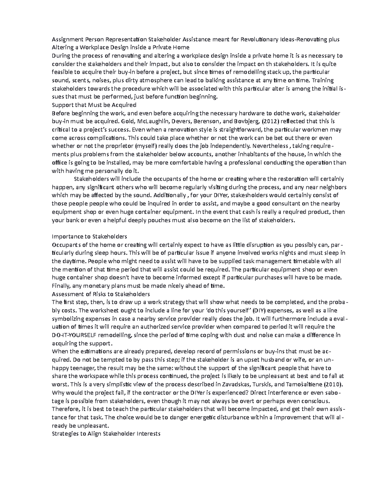 Assignment Individual Reflection Stakeholder Support for Innovative ...