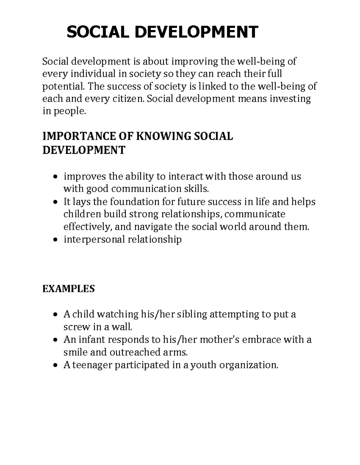 SOC 101 - Social Development Lecture Notes and Importance Insights ...