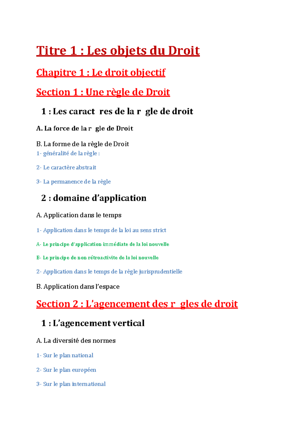 Droit 101 : Chapitre 1 & 2 - Les Objets et Droits en Droit - Studocu