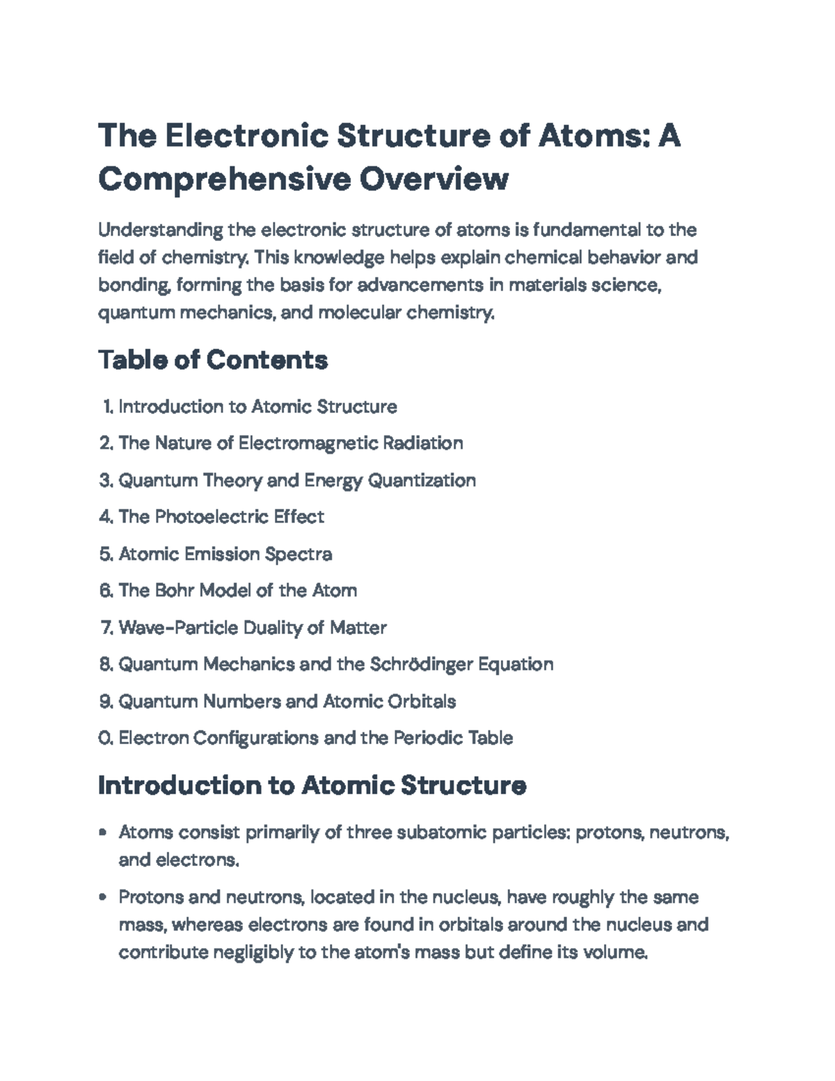 Electronic Structure of Atoms: Quantum Numbers and Orbitals Overview ...