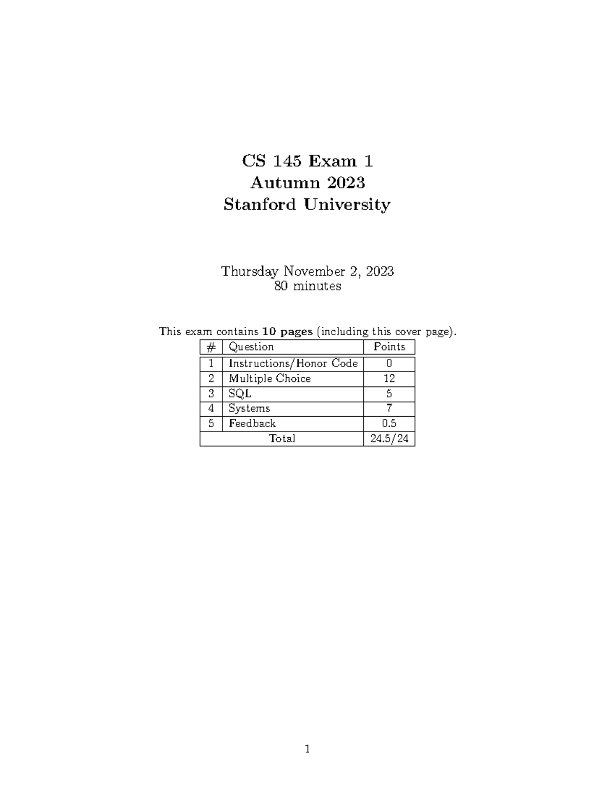 CS 145 Midterm Practice Exam - Autumn 2023 Overview - Studocu