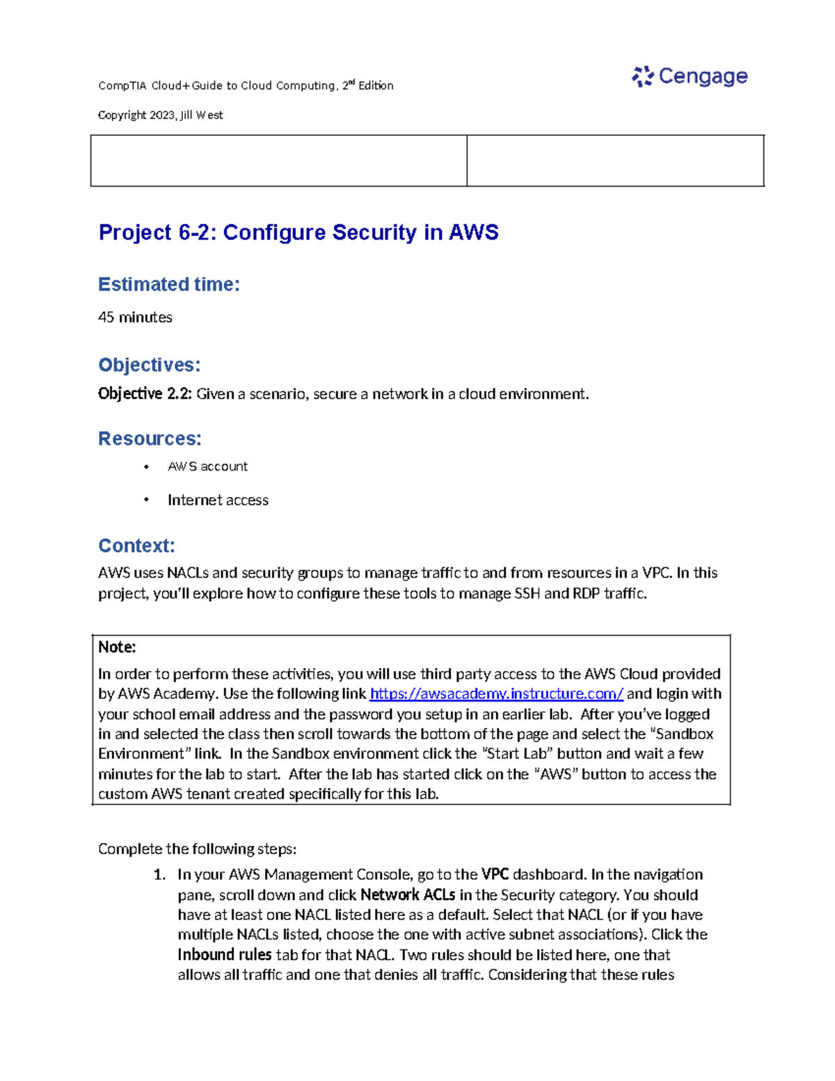 Cloudplus 2e Mod06 Hands-On Project 6-2: AWS Security Configuration ...