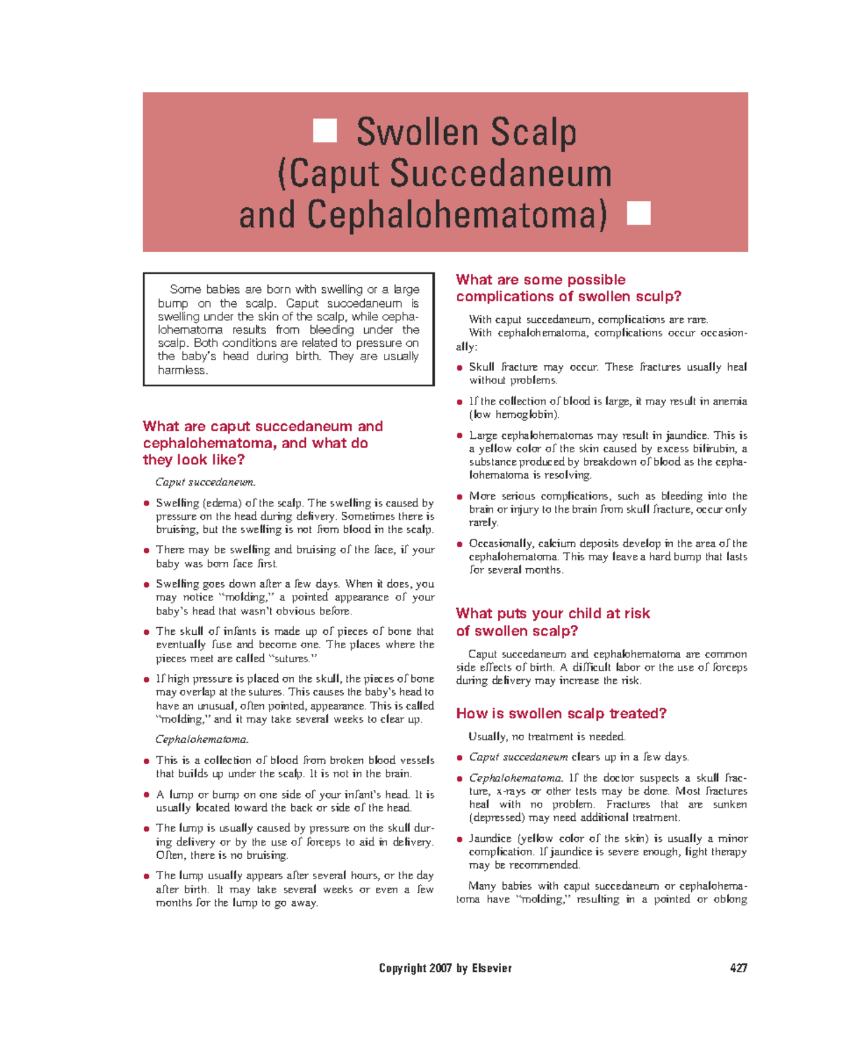 68872 - Lecture Notes on Swollen Scalp: Caput Succedaneum ...
