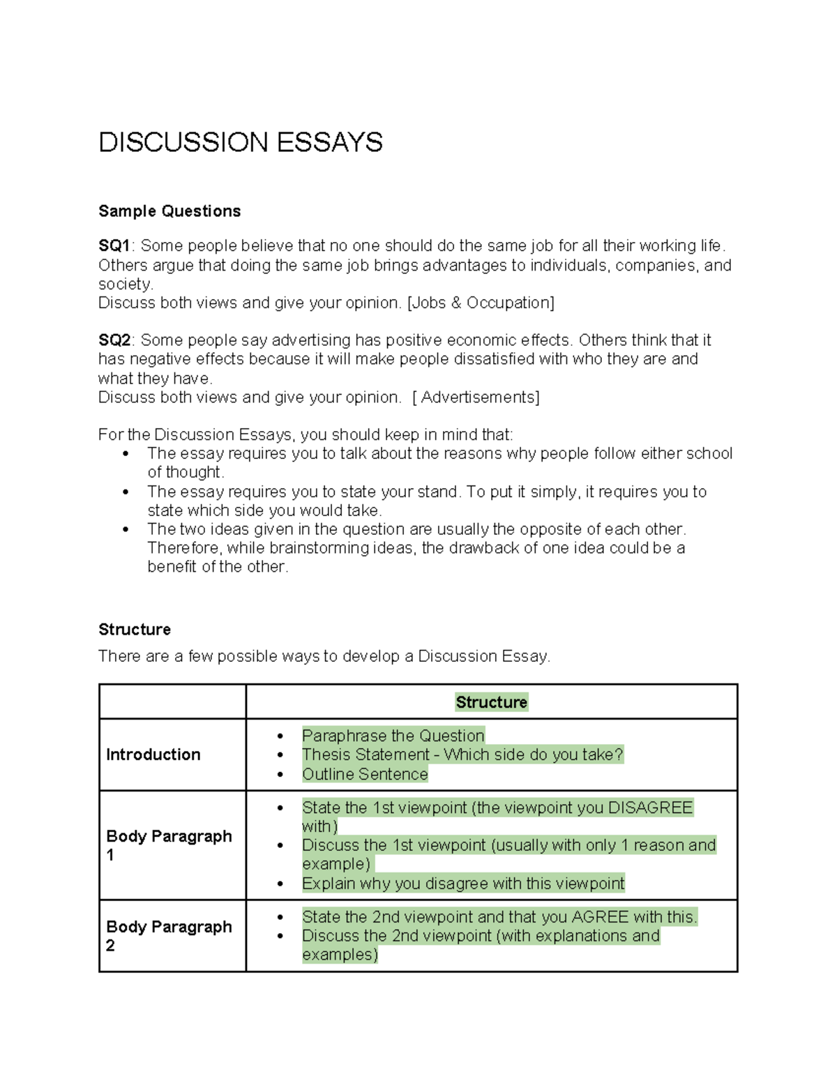 English Gym - GCDN4.1 - Week 1 - Discussion Essays - DISCUSSION ESSAYS ...