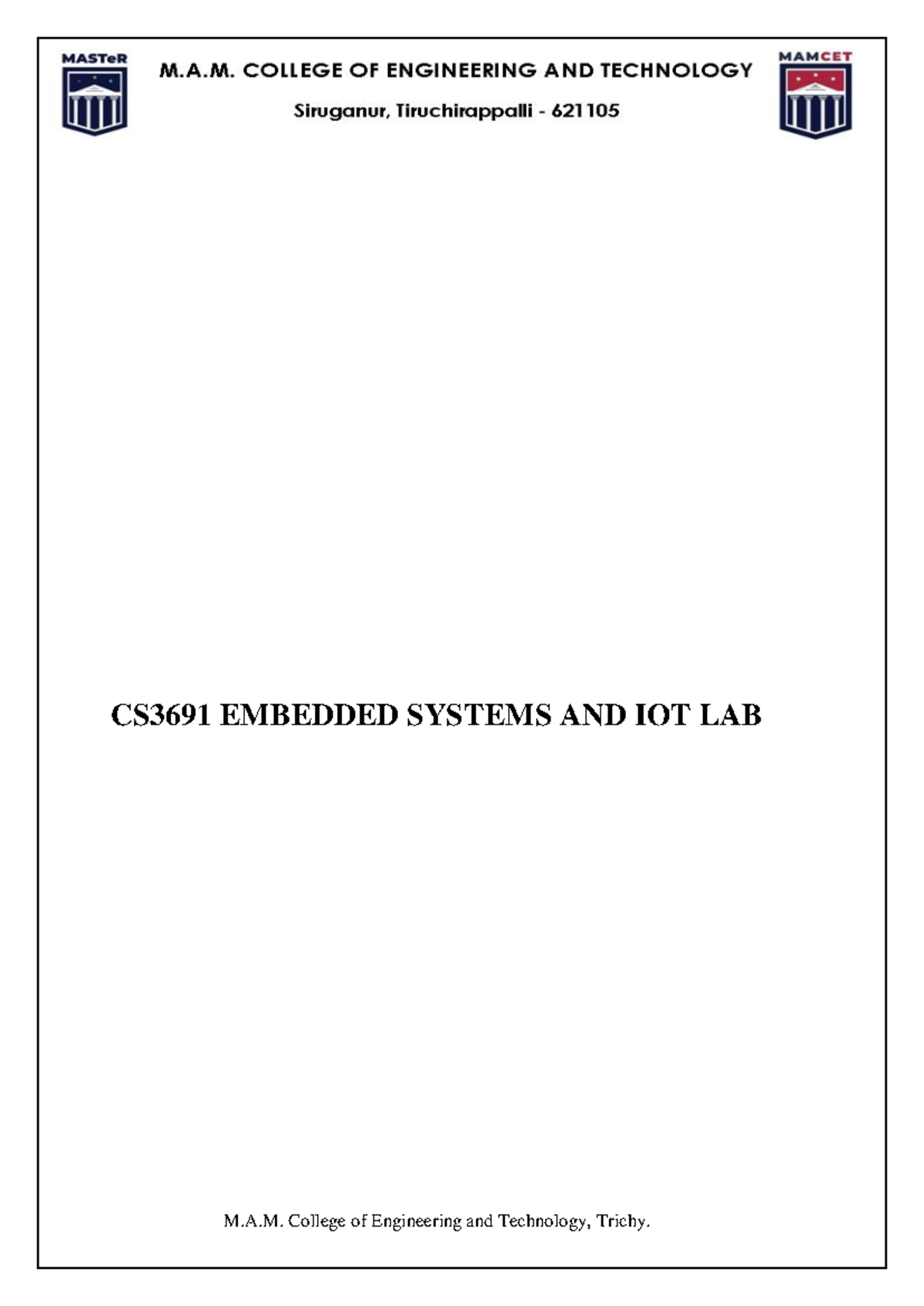 CS3691 Embedded Systems Lab Record: 8051 Assembly Experiments - Studocu