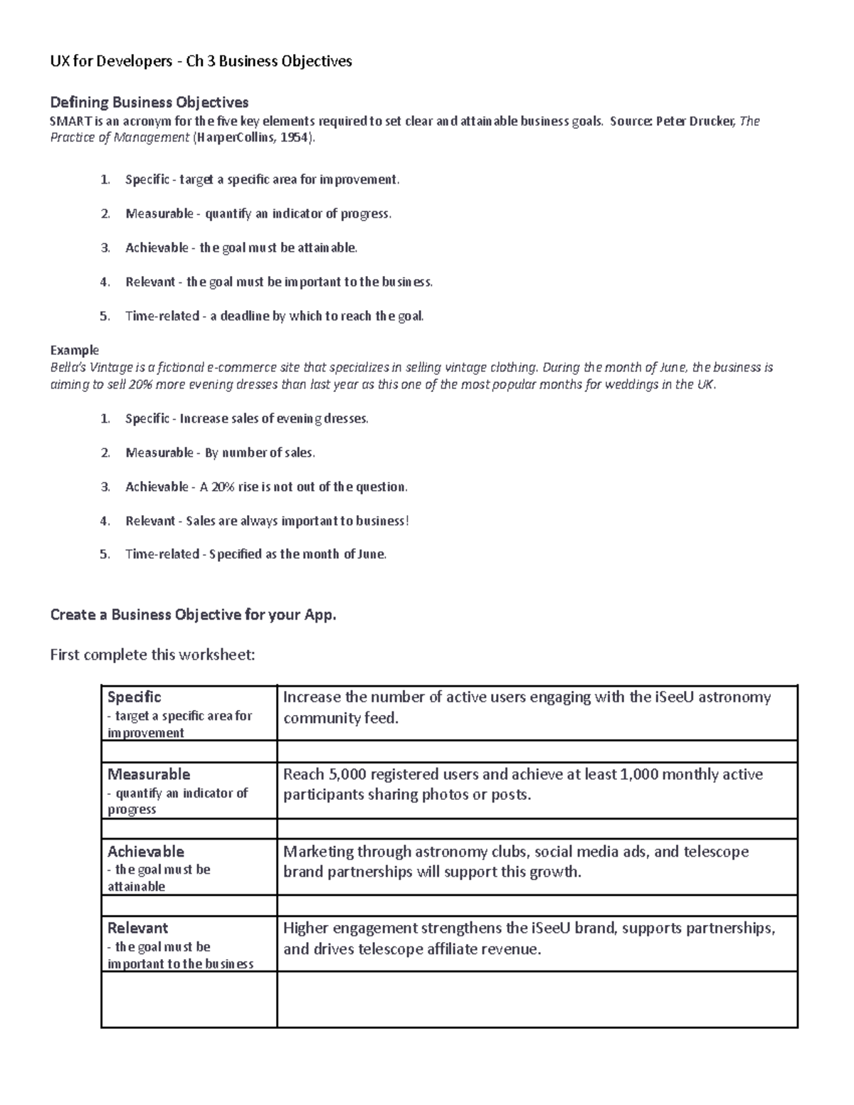 UX for Developers Ch 3: Defining SMART Business Goals - Studocu