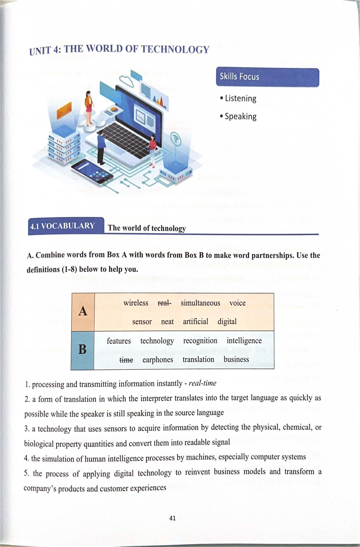 UNIT 4: THE WORLD OF TECHNOLOGY - Skills Focus Listening & Speaking ...