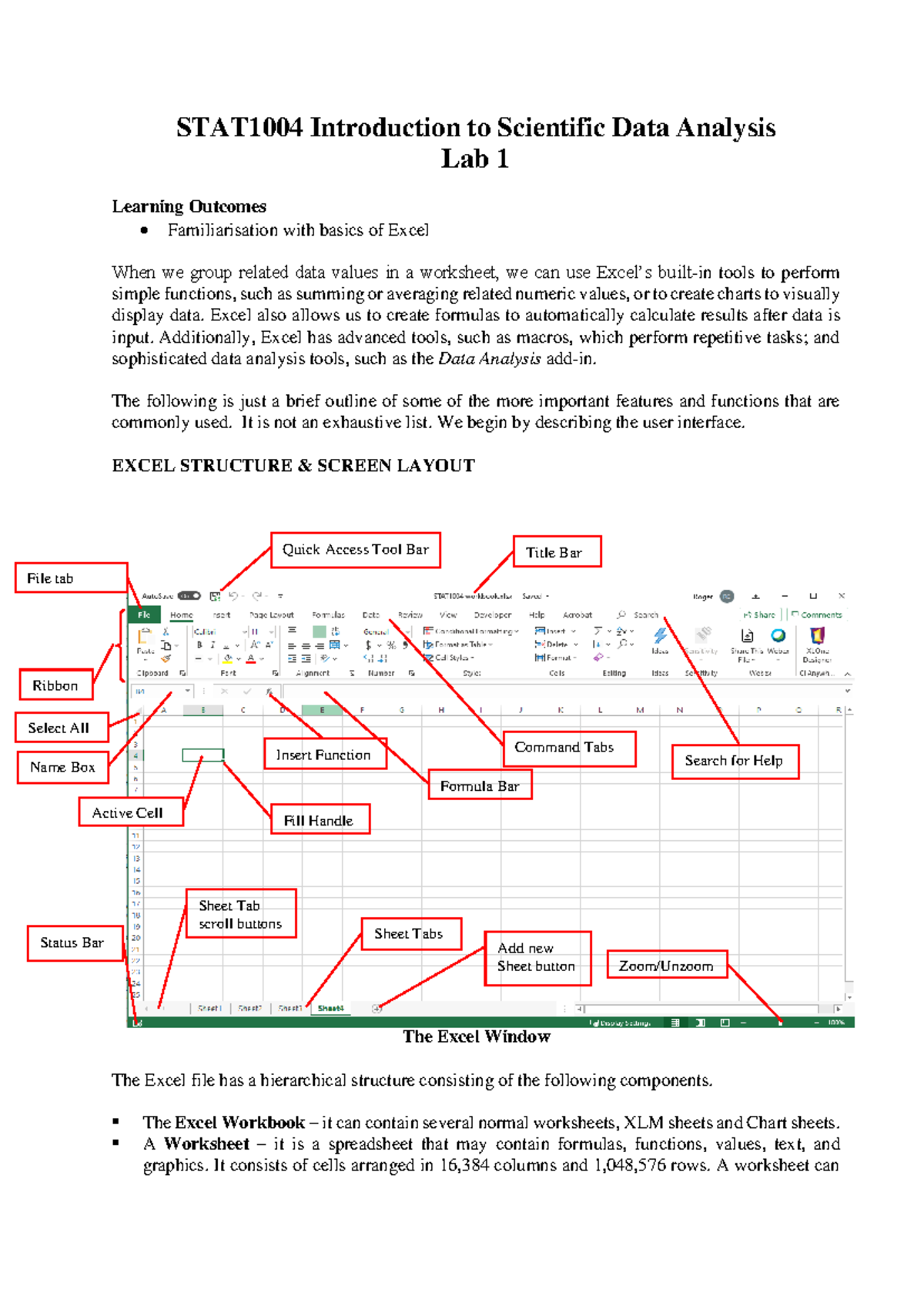 STAT1004 Lab 1: Excel Basics and Data Analysis Techniques - Studocu