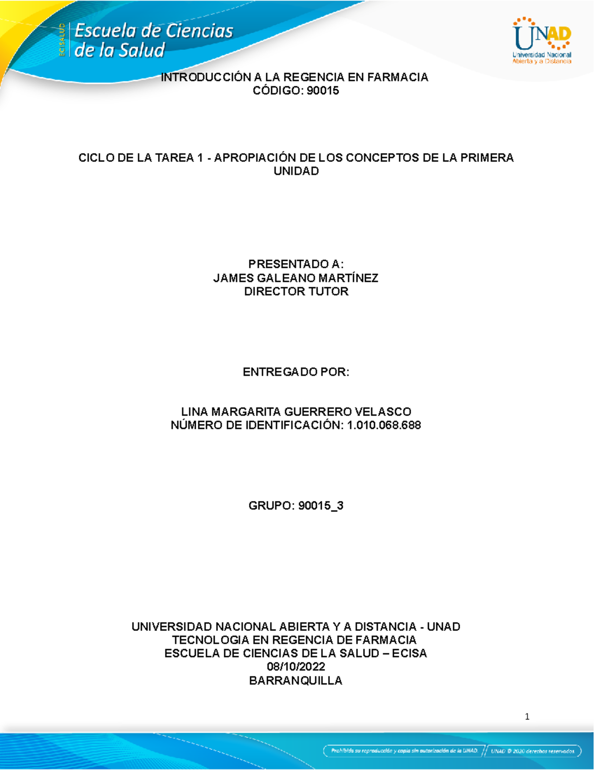 Ciclo 1 de la tarea lina guerrero - INTRODUCCIÓN A LA REGENCIA EN ...