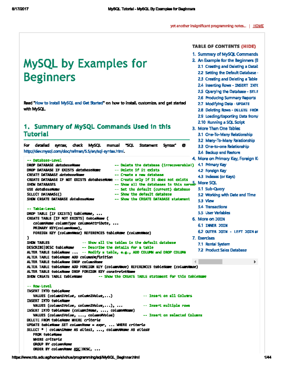 Mysql - it is very good - Bachelor of Computer Application - Studocu