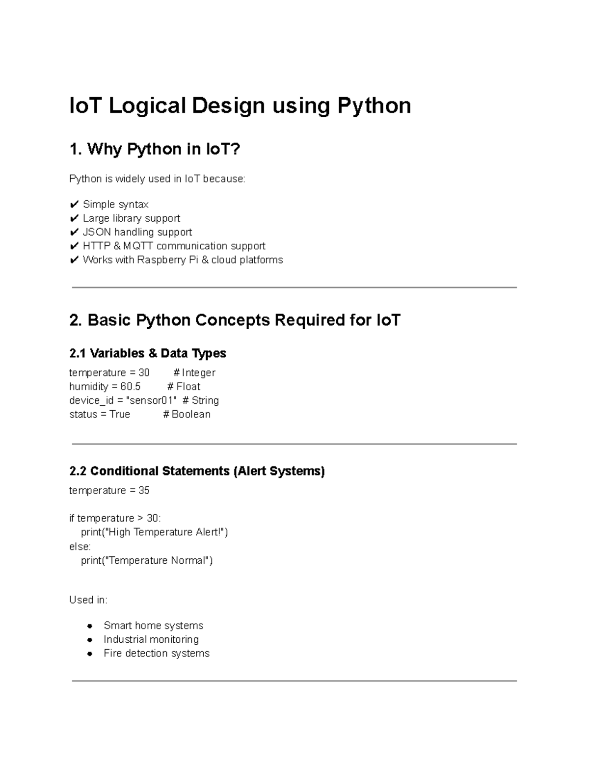 Module 5.1 IoT Logical Design with Python: Concepts & Examples - Studocu