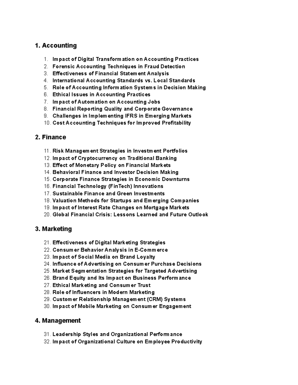 100 Research Topics in Commerce Field: Accounting, Finance, Marketing ...