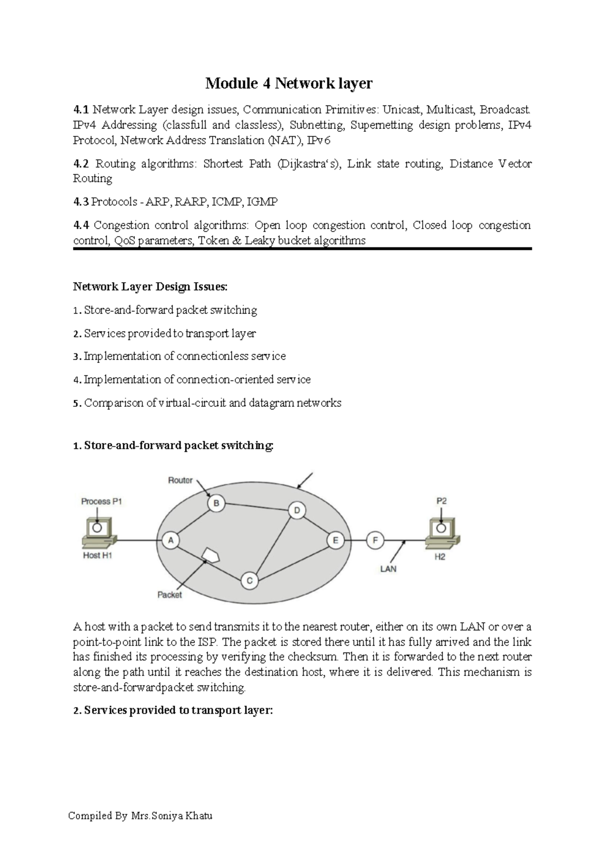 CN-Module 4 Network Layer Design Issues and Protocols Notes 2025-26 ...