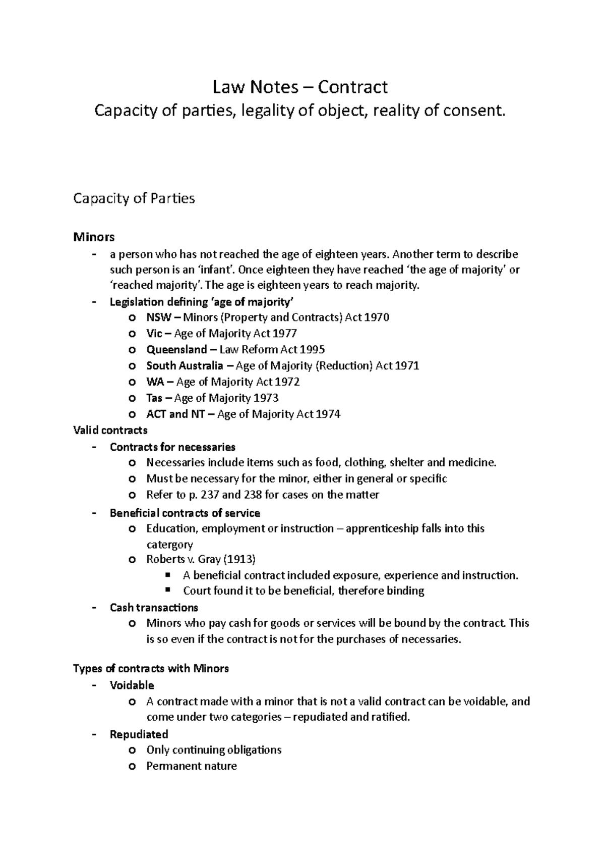 Law 2 Contract Notes - Key Summary for Business Studies - Studocu