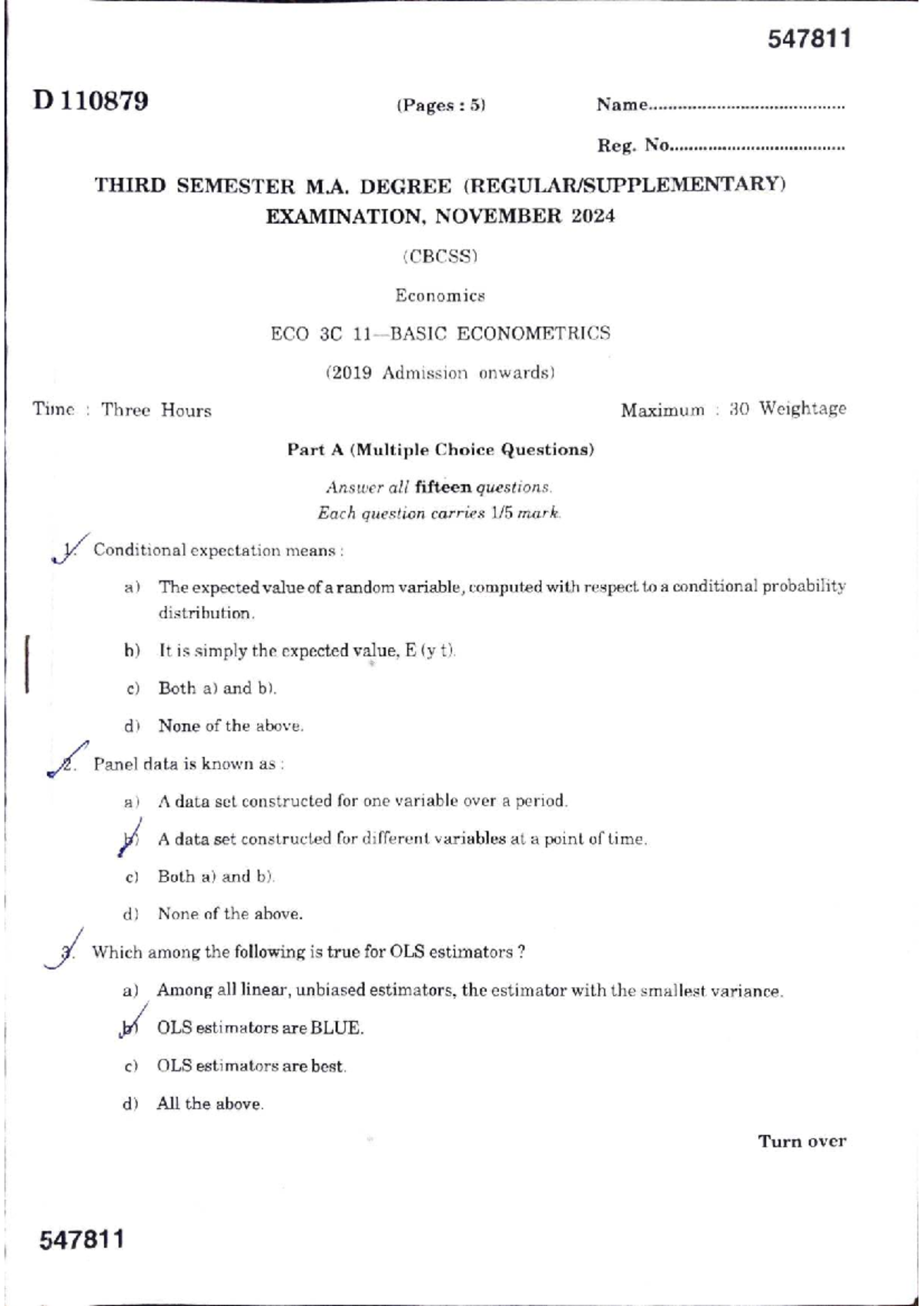 ECO 3C Econometrics Final Exam Notes - M.A. Degree, Nov 2024 - Studocu