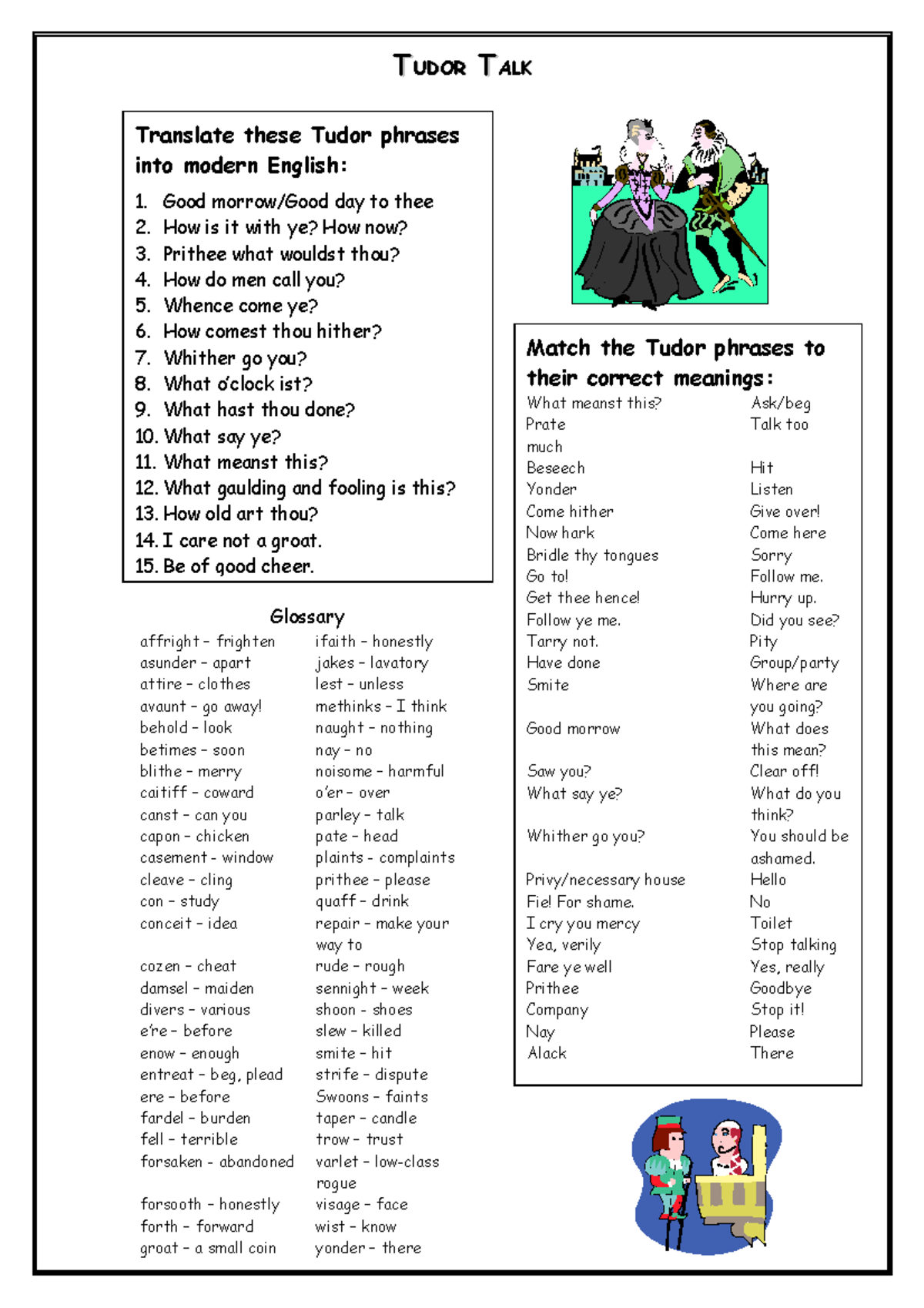TUDOR TALK: Modern English Translations & Phrases Guide - Studocu