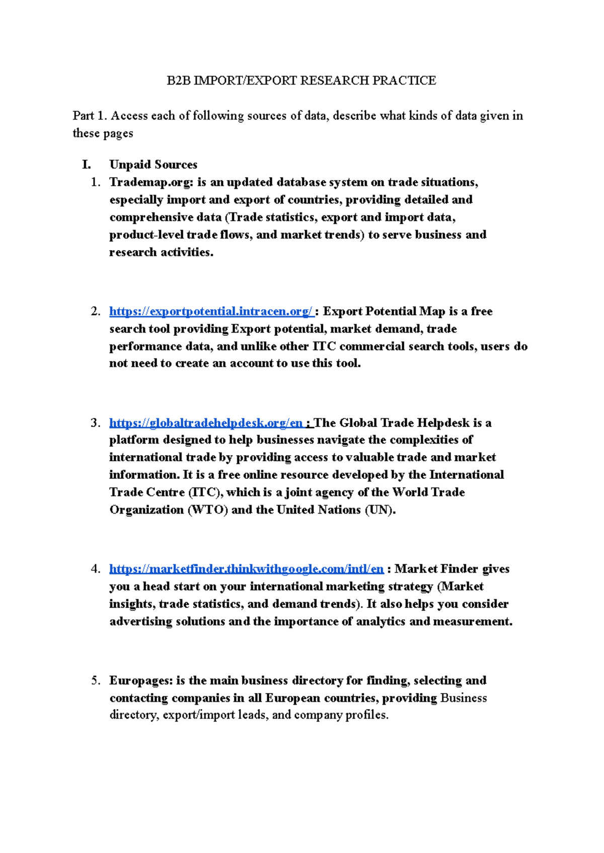 B2B research practice: Analyzing unpaid and paid trade data sources ...