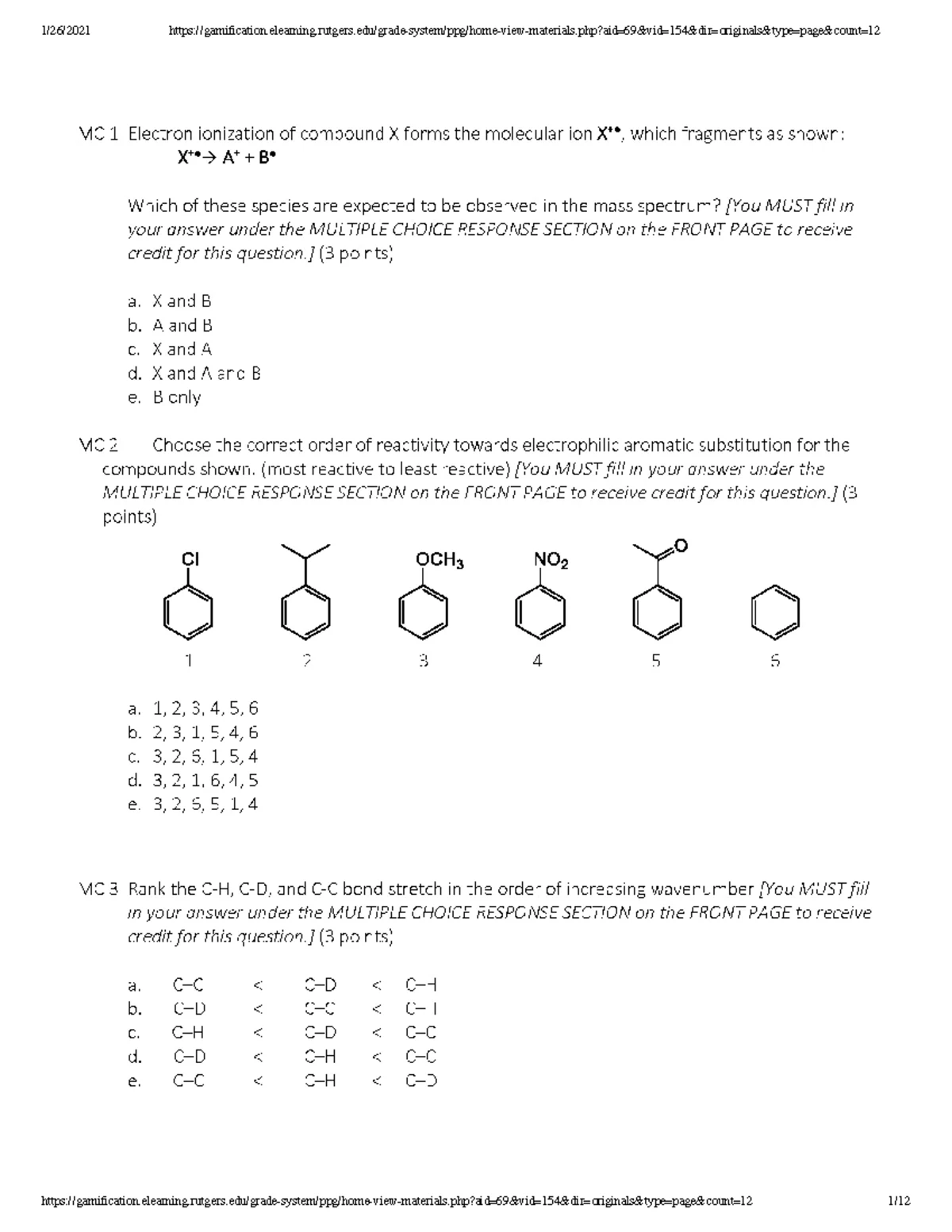 Exam 1 Study Guide: Electrophilic Aromatic Substitution - Orgo 2 - Studocu