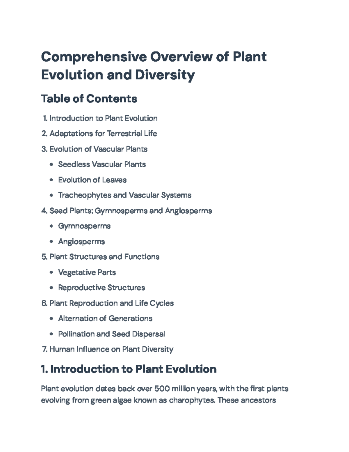 Overview of Plant Evolution & Diversity (BIO101): Key Concepts - Studocu
