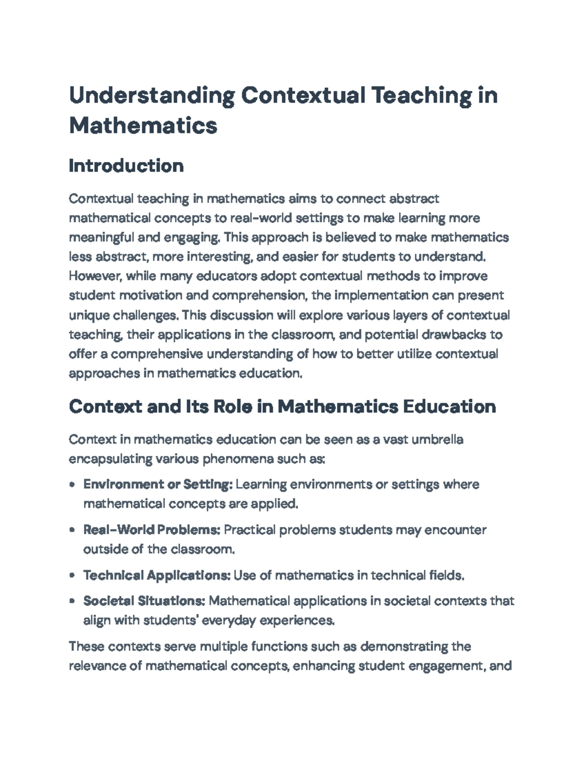 Relational vs. Instrumental Understanding in Mathematics Education ...