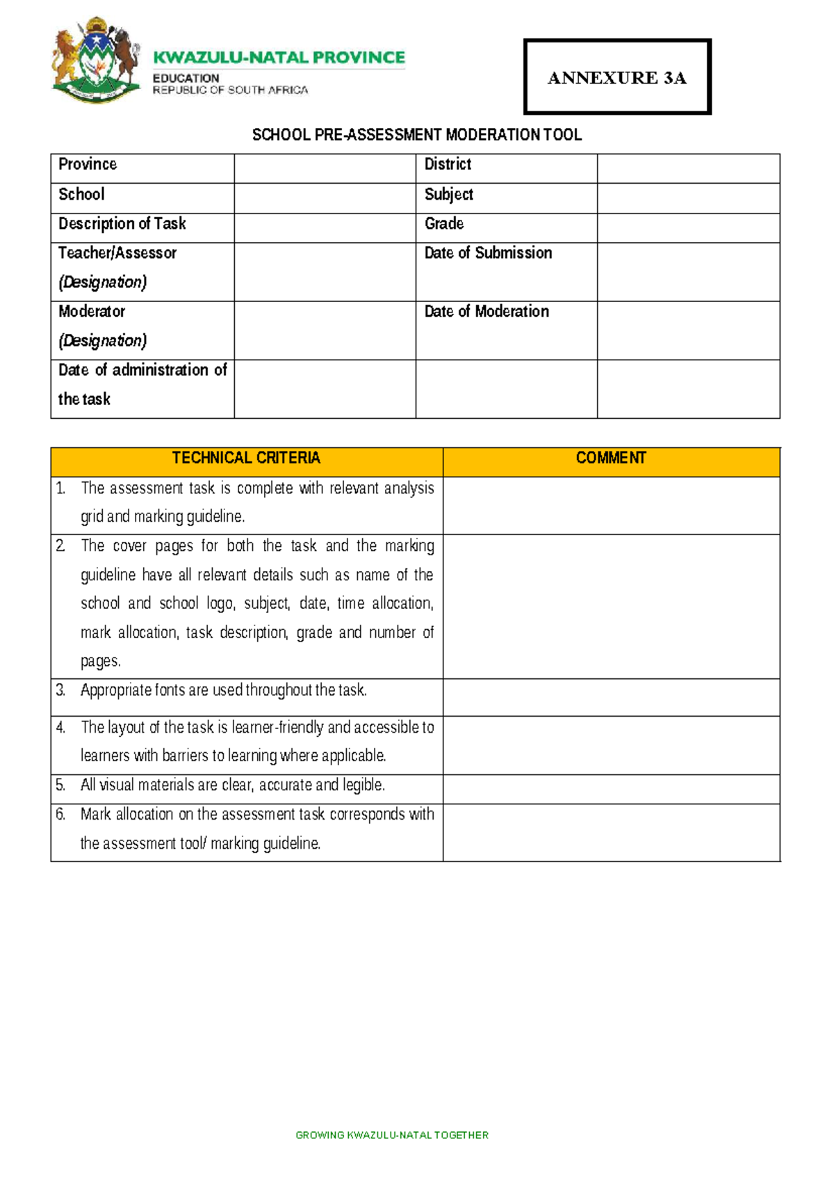 Final Assessment Moderation Tool - Annexure 3A (27-11-24) - Studocu