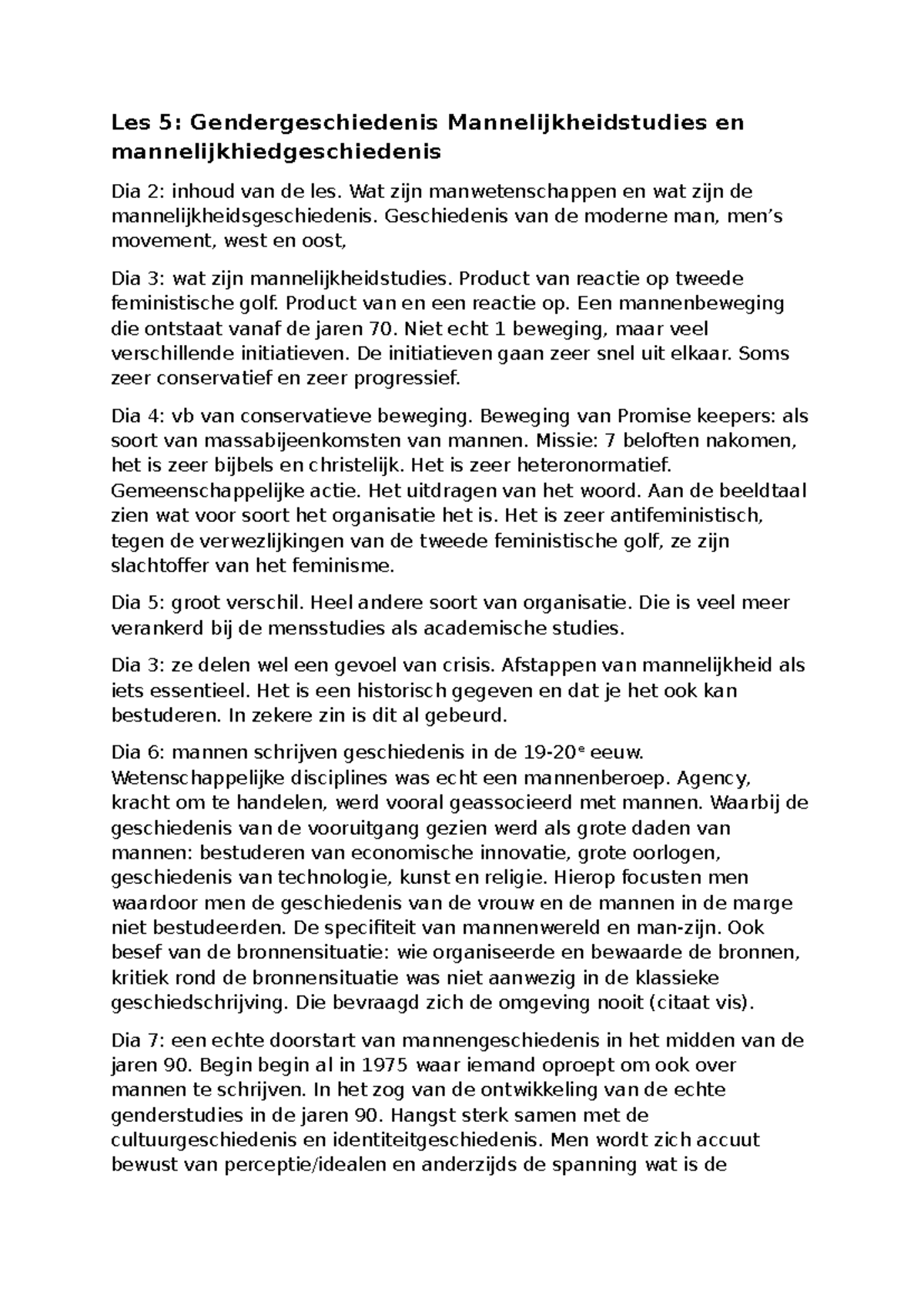 Les 5: Gendergeschiedenis en Mannelijkheidstudies - Inhoud en Analyse ...